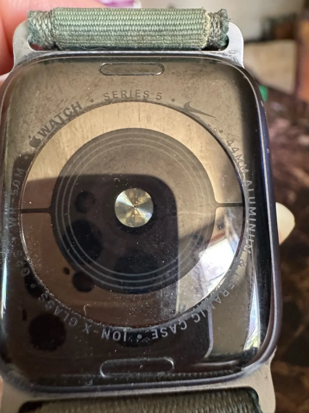 Apple Watch 5 with Green Nylon Loop Band